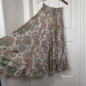 Karma Highway Wide Leg Pant With Stretch Waistband Paisley Multicolor One size